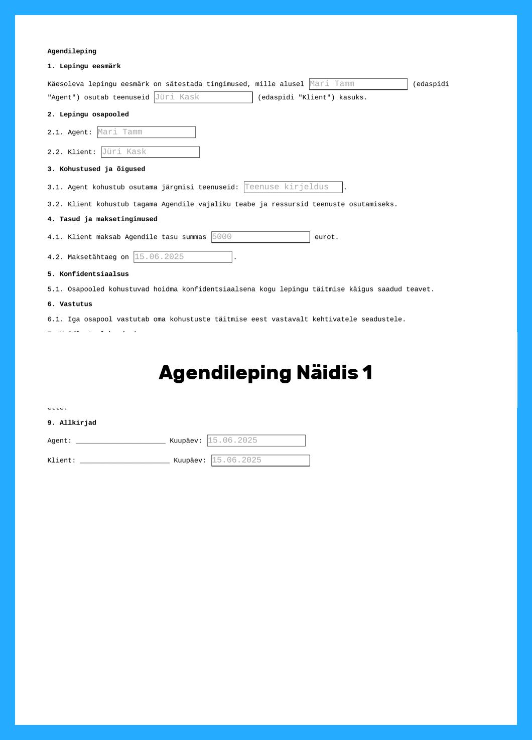 Agendileping Näidis