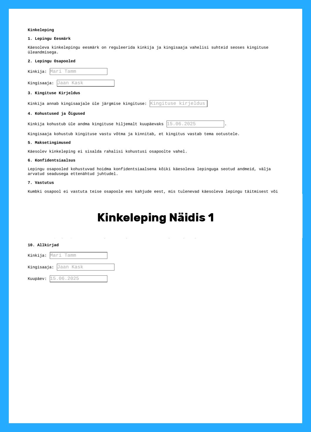 Kinkeleping Näidis