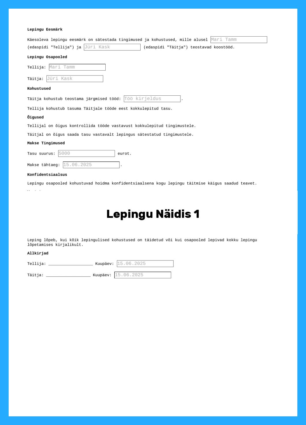 Lepingu Näidis