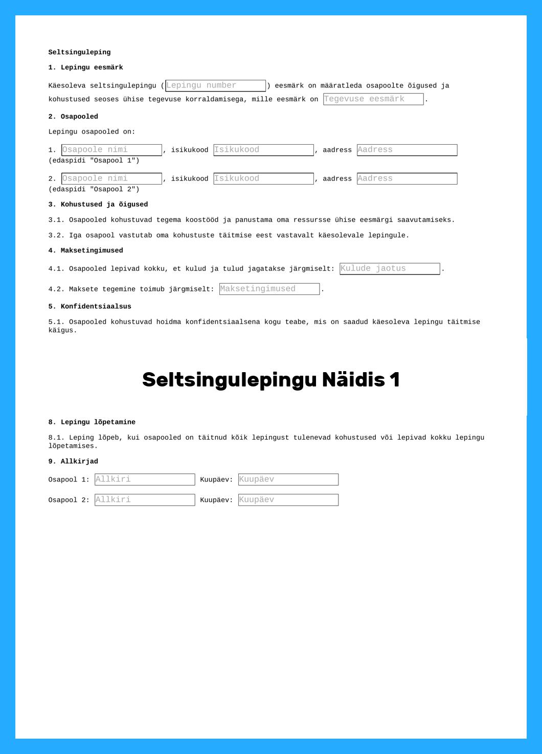 Seltsingulepingu Näidis