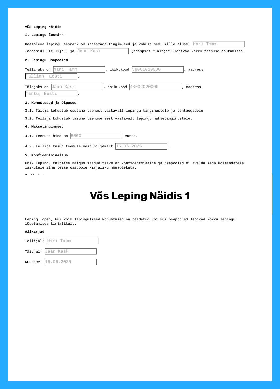 Võs Leping Näidis